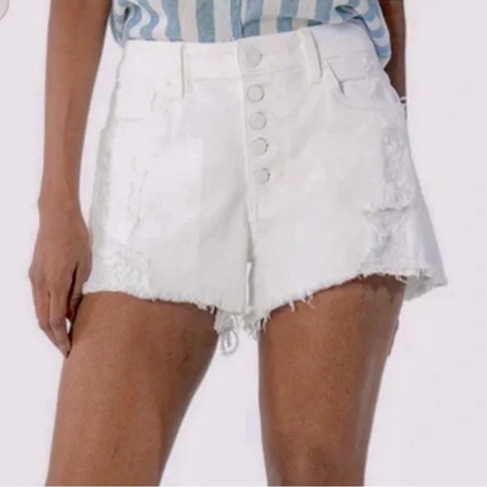 Kut from the Kloth White Heavily Distressed Frayed Denim Jane Shorts Size 4 NWT